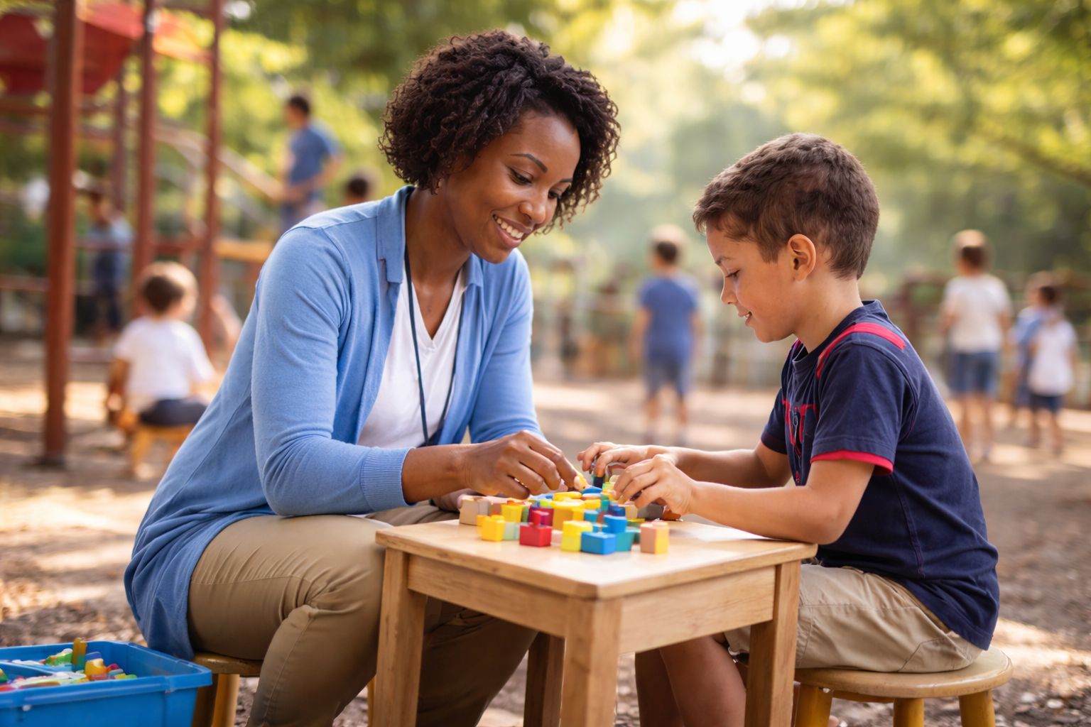 Child playing in a community setting
